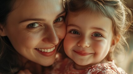 Fototapeta premium A woman holds a little girl in her arms, capturing a moment of tenderness and care