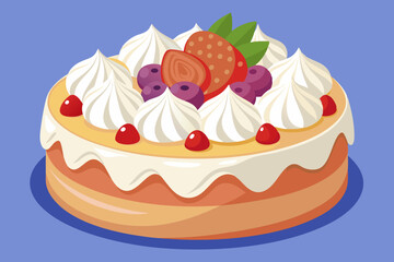 Cake Pavlova vector art illustration