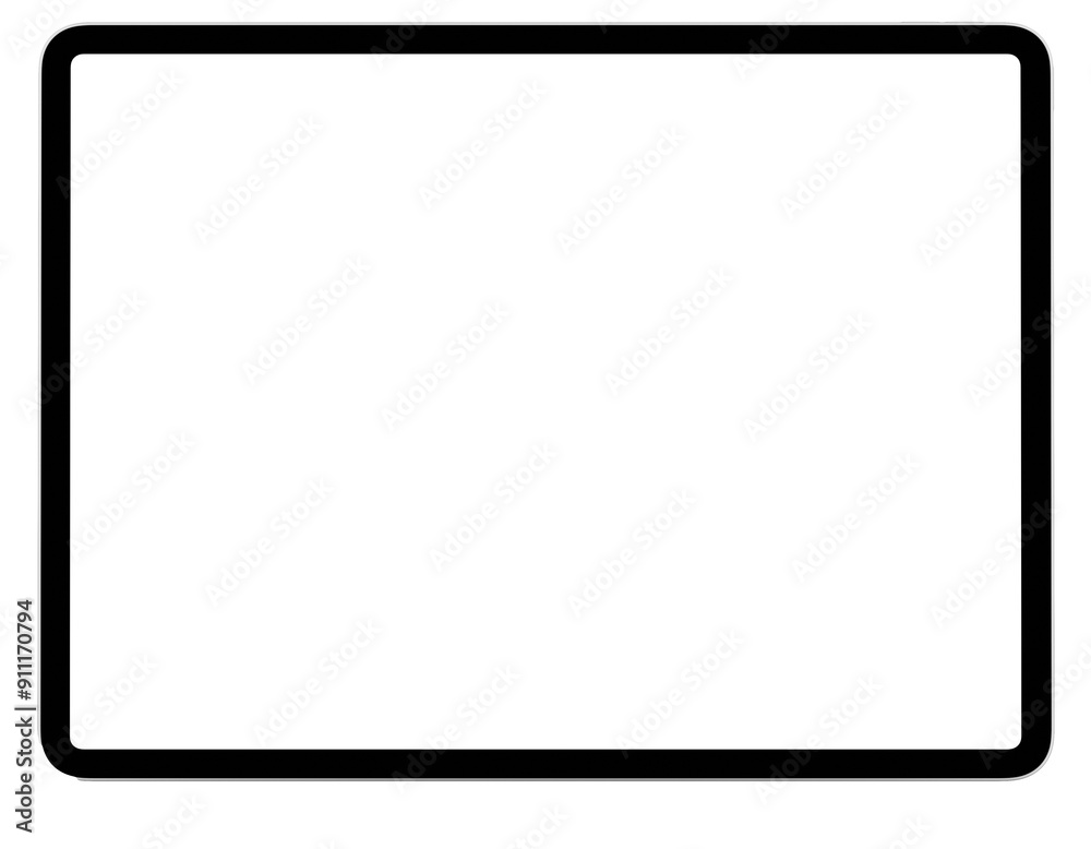 Wall mural front view mockup template of white tablet pc without background.