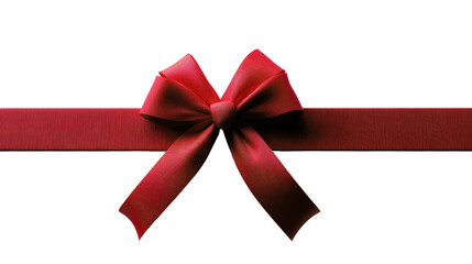 Elegant red ribbon with a bow isolated on a white background, perfect for gift wrapping, decoration, and celebration designs.