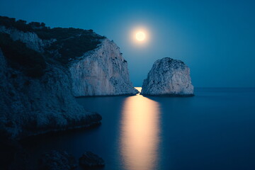 Naklejka premium moonlight over the sea