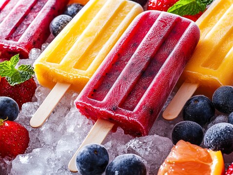 A vibrant display of Brazilian fruit popsicles