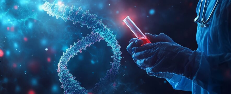 Technology and medical science meet on a hologram screen.