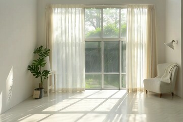 Fototapeta premium white interior home livingroom light