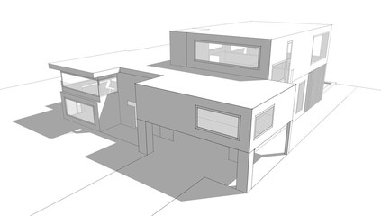 house building architecture 3d illustration