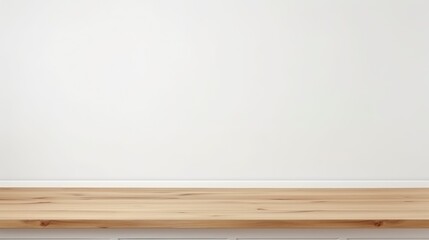 Fototapeta premium Empty wooden table and white wall background.