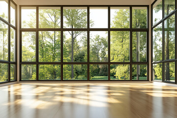Empty Room with Large Windows and Abundant Natural Light
