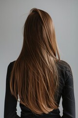 Obraz premium the back of a woman's head with long, straight hair