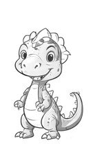 Coloring Page for Kids - Dinosaur - Printable - Kindergarten - Teacher - Isolated on White Background