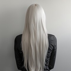 Naklejka premium a woman with long white hair standing in front of a wall