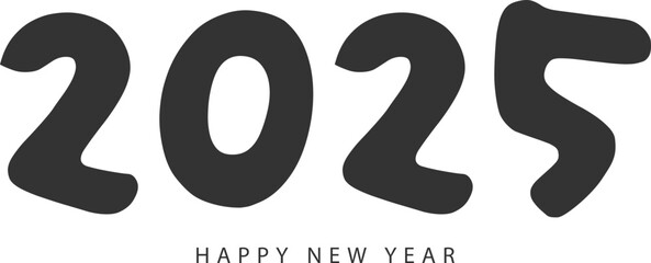 Happy New Year 2025 typography template calendar cover. Vector design for poster, banner, greeting card and invitation.