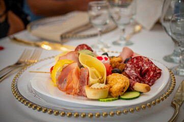 plate of colorful and various appetizers