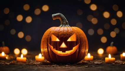 Fototapeta premium Pumpkin halloween lamp