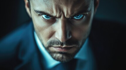 A businessman looks directly into the camera, dressed in formal attire