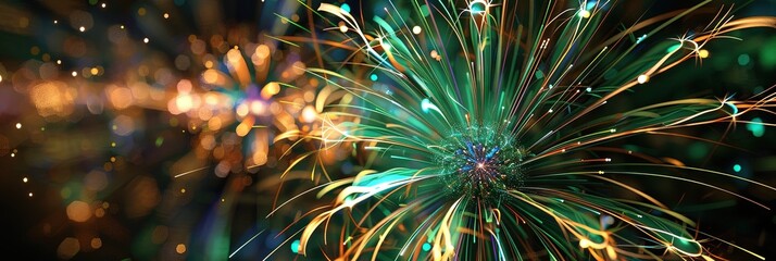 fireworks, green, gold, and purple fireworks 