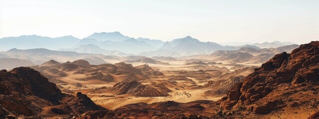 Naklejka premium Desert Landscape with Mountain Range