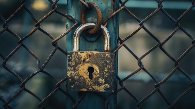 padlock symbolizing love on a fence