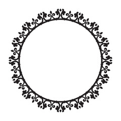 Vector black baroque circle border frame. Template. Isolated on white background.