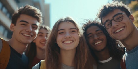 Fototapeta premium A group of young adults standing side by side, possibly at an event or celebration