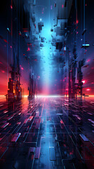 Digital color glitch art abstract graphic poster web background