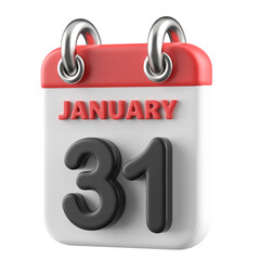 31st January Calendar Icon 3D Render