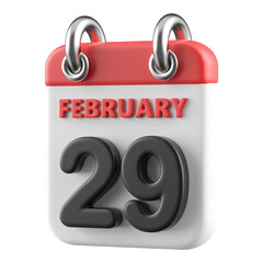 29th February Calendar Icon 3D Render