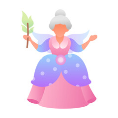 An icon of fairy princess in flat style 