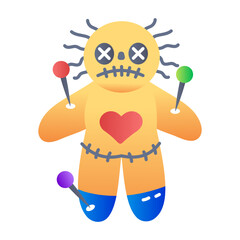 Voodoo doll icon designed in flat style 