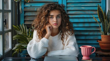Fototapeta premium The woman with curly hair