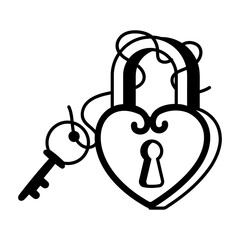 Love lock icon designed in glyph style 