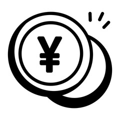 Yen currency icon in glyph style 