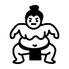 Japanese wrestler icon in doodle style 