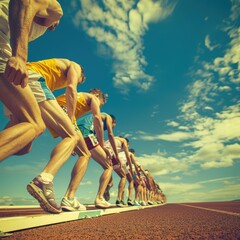 Fototapeta premium a group of people running on a track