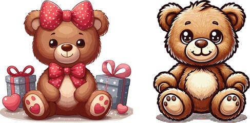 Adorable teddy bear vector art