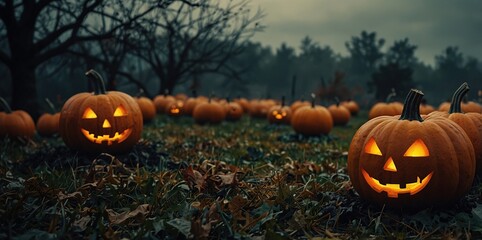 Spooky halloween pumpkin illustration Dramatic Haloween landscape  Colorful creepy spooky design pumpkin, Happy halloween day