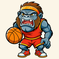 cartoon vector illustration of basketball gorilla