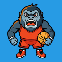 cartoon vector illustration of basketball gorilla