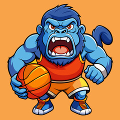 cartoon vector illustration of basketball gorilla