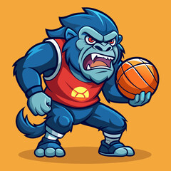 Obraz premium cartoon vector illustration of basketball gorilla