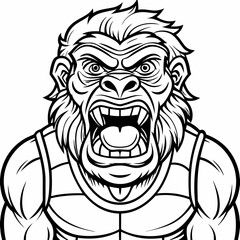 Fototapeta premium cartoon vector illustration of basketball gorilla