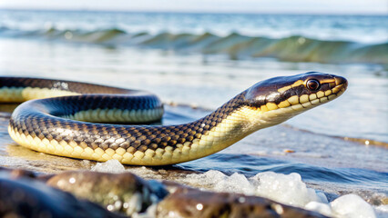 snake in the water, animal, nature, wildlife, wild, viper, serpent, tongue, lizard, grass, scales, python, eye, macro, slither, head, venomous, scale