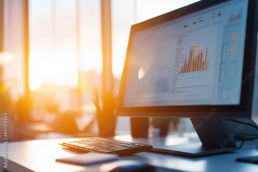 Poster modern data analysis dashboard featuring various graphs and charts aimed at delivering valuable busi