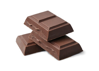 Three pieces chocolate stacked top each other bars Chocolate bar pieces 