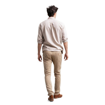 Man walking away from camera He is wearing portrait of a young