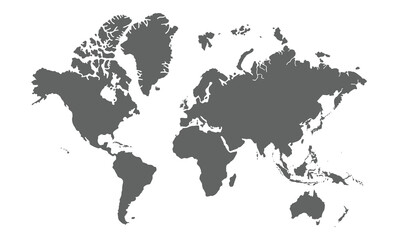 World map isolated on white background. for website layouts, background, education, precise, customizable, Travel worldwide, map silhouette backdrop, earth geography, political, reports.