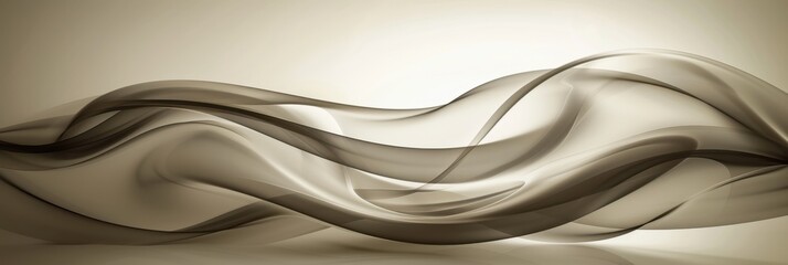 Obraz premium Elegant abstract smoke wave in sepia tones, creating a calm and fluid visual effect on a neutral background.