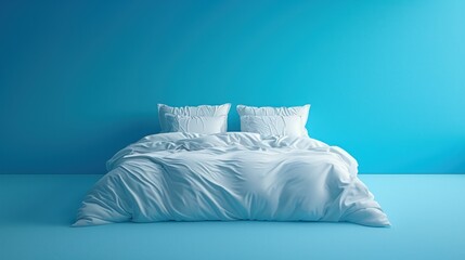 White Bed in Blue Room