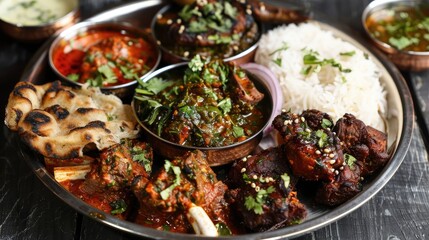 Fototapeta premium Famous Maharashtra non vegetarian mutton thali