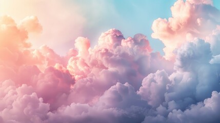 Fantasy background of soft multicolored clouds with a pastel gradient