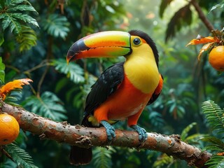 Obraz premium Vibrant Toucan in Lush Rainforest